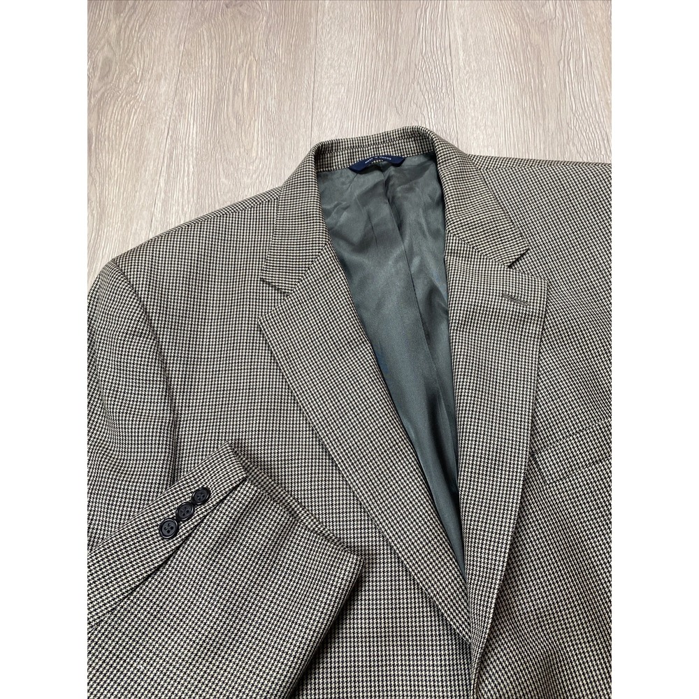 Brooks Brothers Mens Houndstooth Blazer Jacket Size 46R Button Front Sport Coat